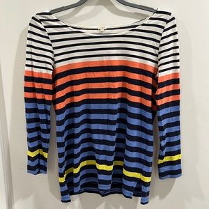 J. Crew Striped 3/4 Length Top